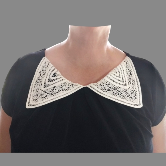 Antique Collar, Hand Made Linen, Vintage Hand Knitted Collar - Picture 7 of 9